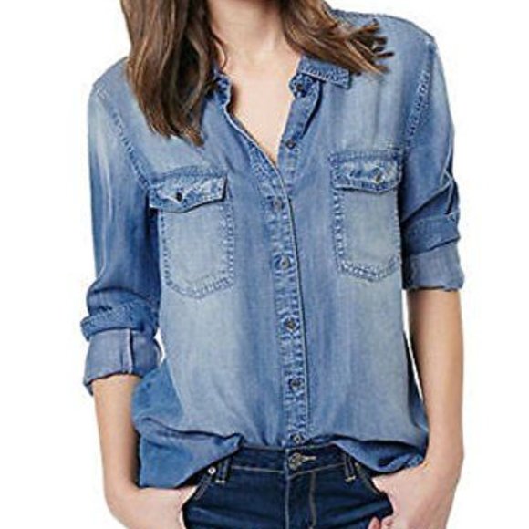 Buffalo David Bitton Tops - Buffalo Denim Button up Womens Shirt Darkwash